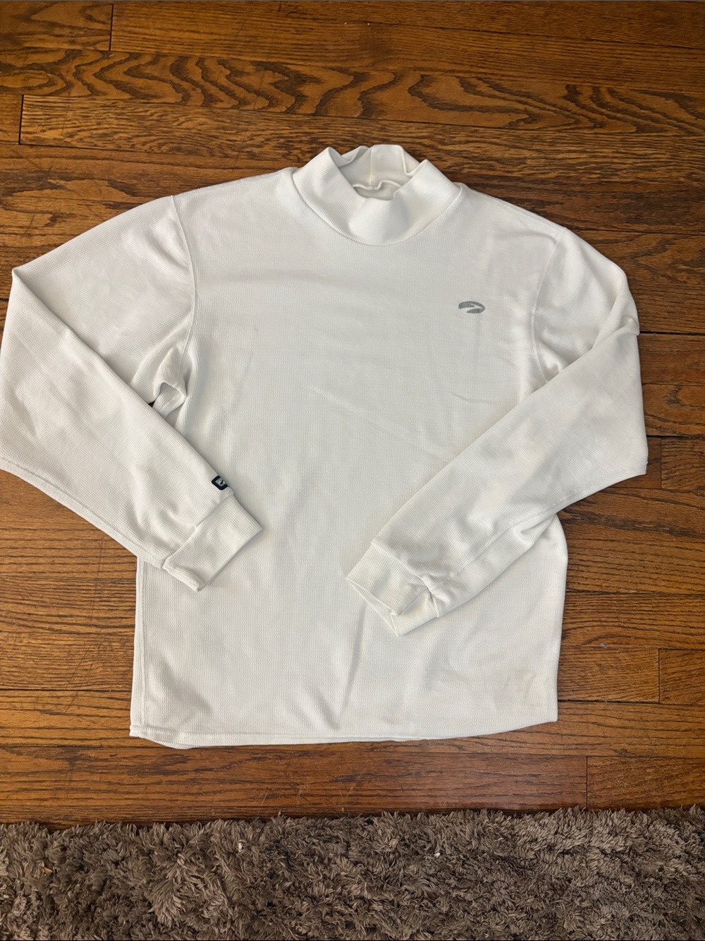 White Mock Neck Womens Long-Sleeve Shirt